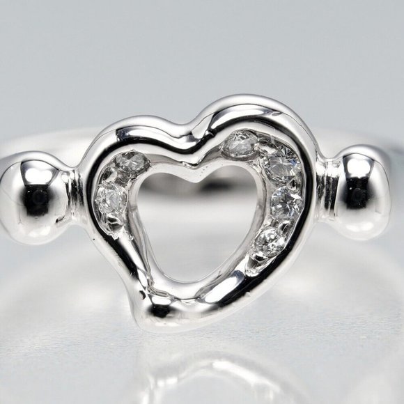 TIFFANY&Co. Open heart Ring Pt950Platinum/6P diamond #4.5(US Size) 6.21g Women - Picture 4 of 10